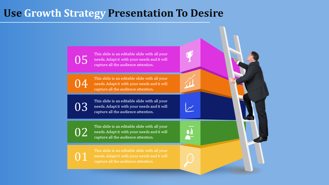 Growth Strategy Presentation With Ladder Image Template